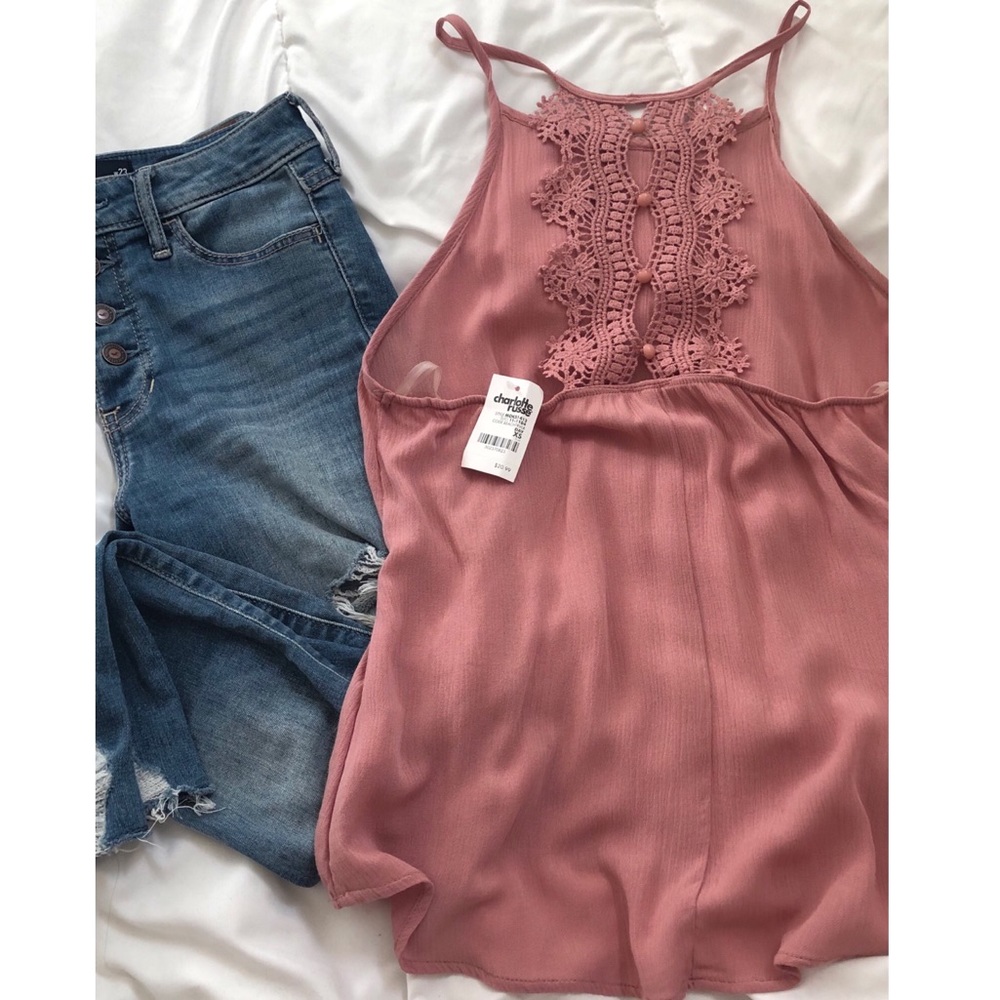 Pink Halter Tank Top XS - Picture 2 of 4